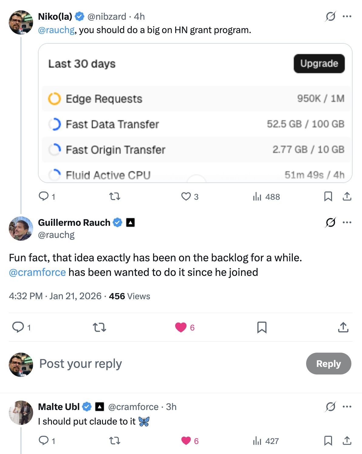 X thread with Guillermo Rauch